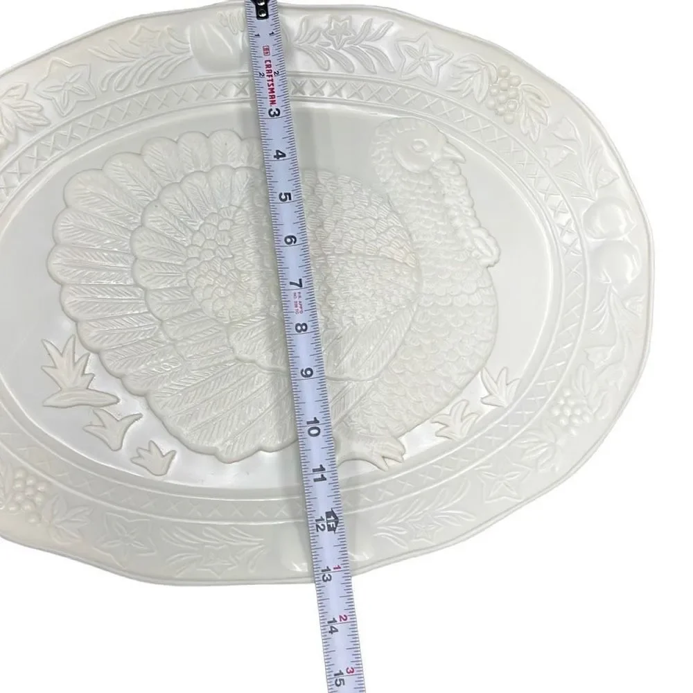 Vintage White Himark/Chesapeake Oval Turkey Serving Platter 17” x 13”